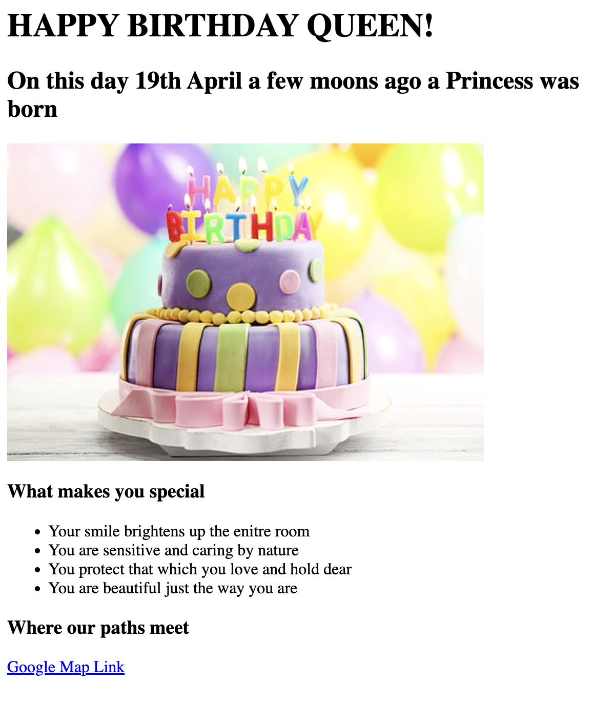 birthday note project preview